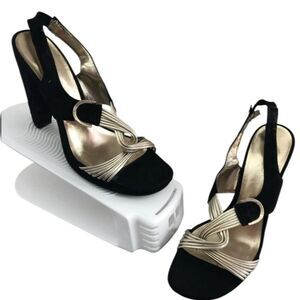 Calvin Klein Ally Gold And Black Suede Sz 7.5M